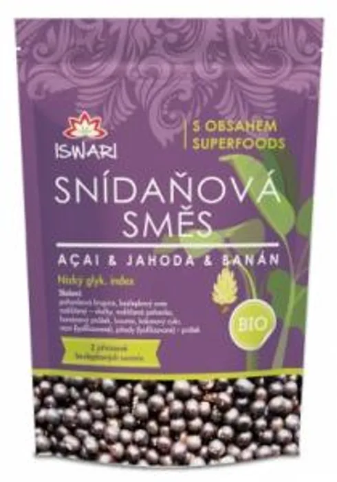 Iswari Bio Snídaňová směs acai + banán + jahoda 300g